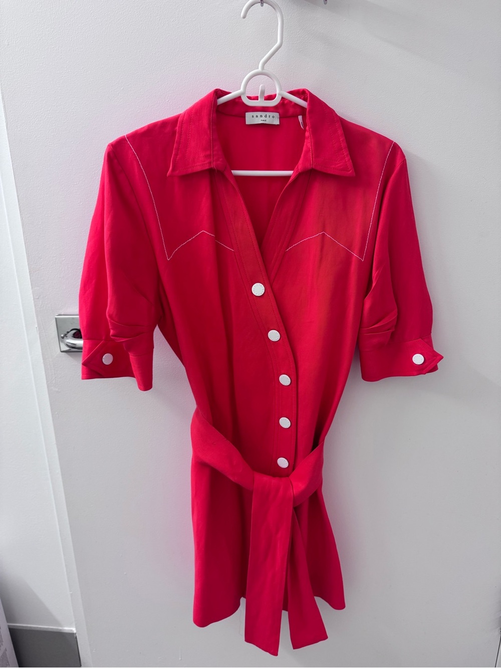 Sandro - Kunga Belted Shirt Dress, Size 36